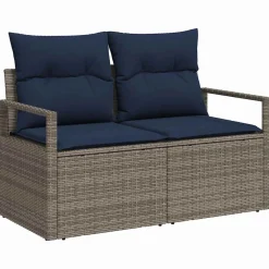 Zestaw Mebli Ogrodowych Modułowy Rattan Szary Sofa na Taras Ogród