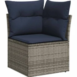 Zestaw Mebli Ogrodowych Modułowy Rattan Szary Sofa na Taras Ogród