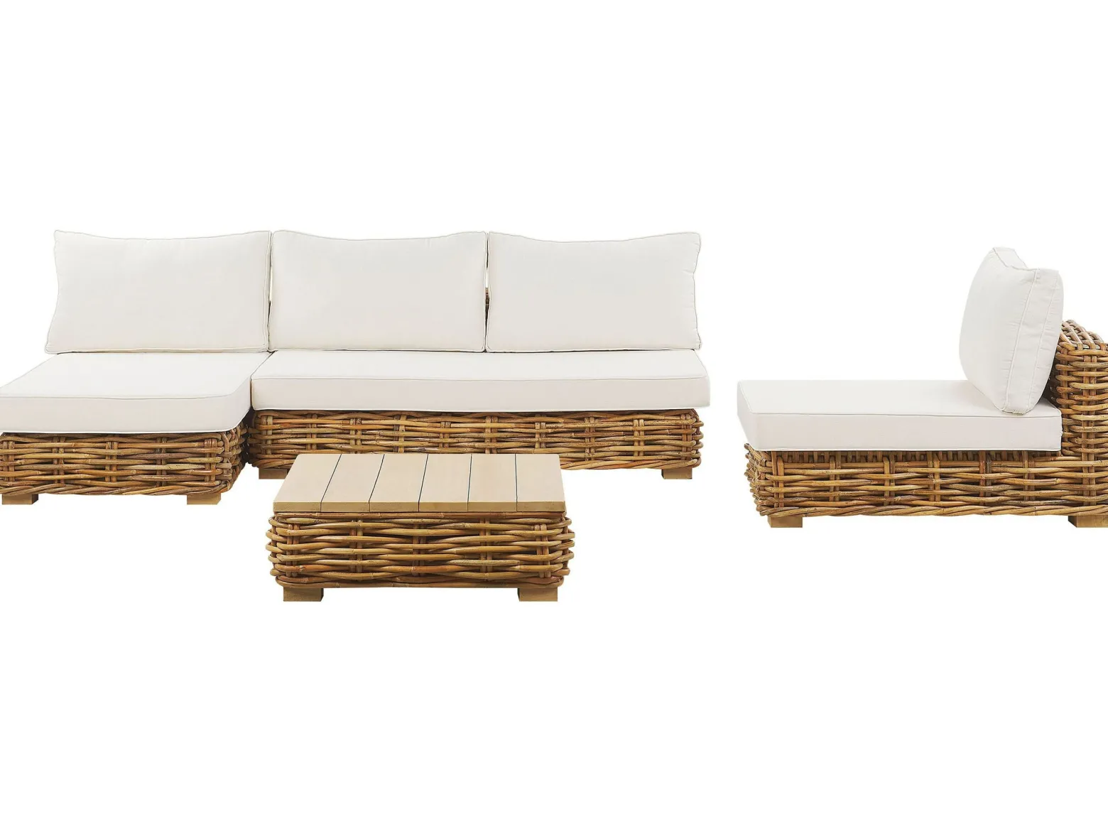 Zestaw mebli ogrodowych 4os rattan brązowy