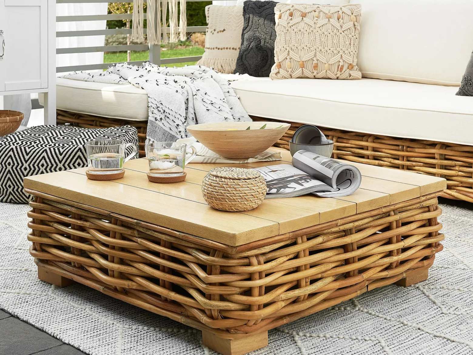 Zestaw mebli ogrodowych 4os rattan brązowy