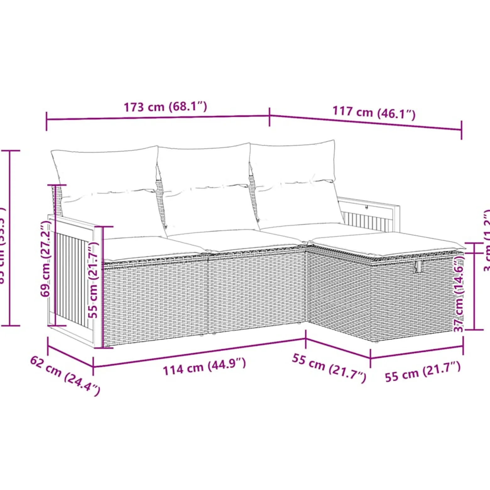 Zestaw Mebli Ogrodowych Rattan Poduszki Na Taras Balkon Ogród Na Balkon