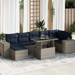 Zestaw Mebli Ogrodowych Stół Rattan Poduszki Do Ogrodu Na Taras Do Ogrodu