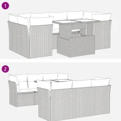 Zestaw Mebli Ogrodowych Stół Rattan Poduszki Do Ogrodu Na Taras Na Balkon