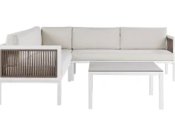 Zestaw mebli ogrodowych stół sofa biały