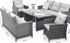 Zestaw Mebli Ogrodowych Technorattan IBIZA FAMILY Sofa Stół Fotel na Taras