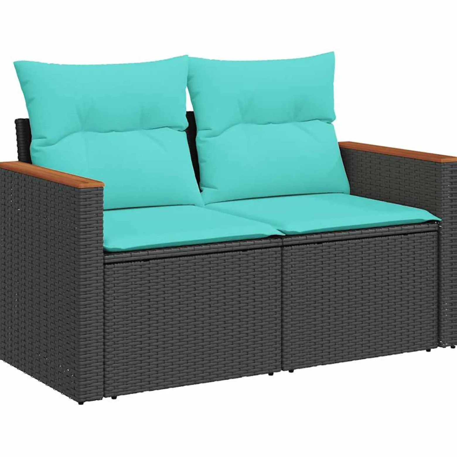 Zestaw Mebli Ogrodowych Wypoczynkowy Rattan Czarny Sofa Stół na Taras