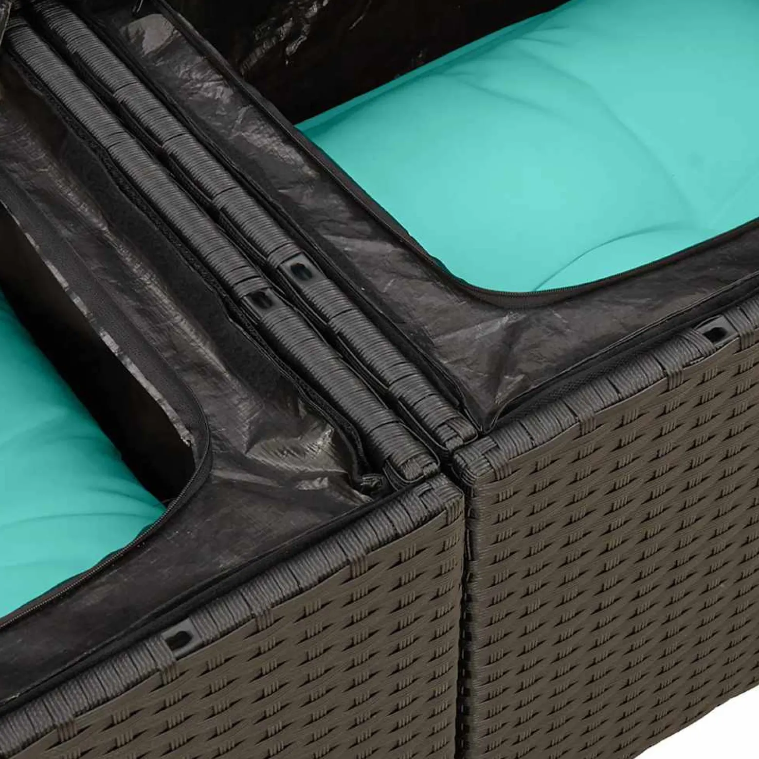 Zestaw Mebli Ogrodowych Wypoczynkowy Rattan Czarny Sofa Stół na Taras
