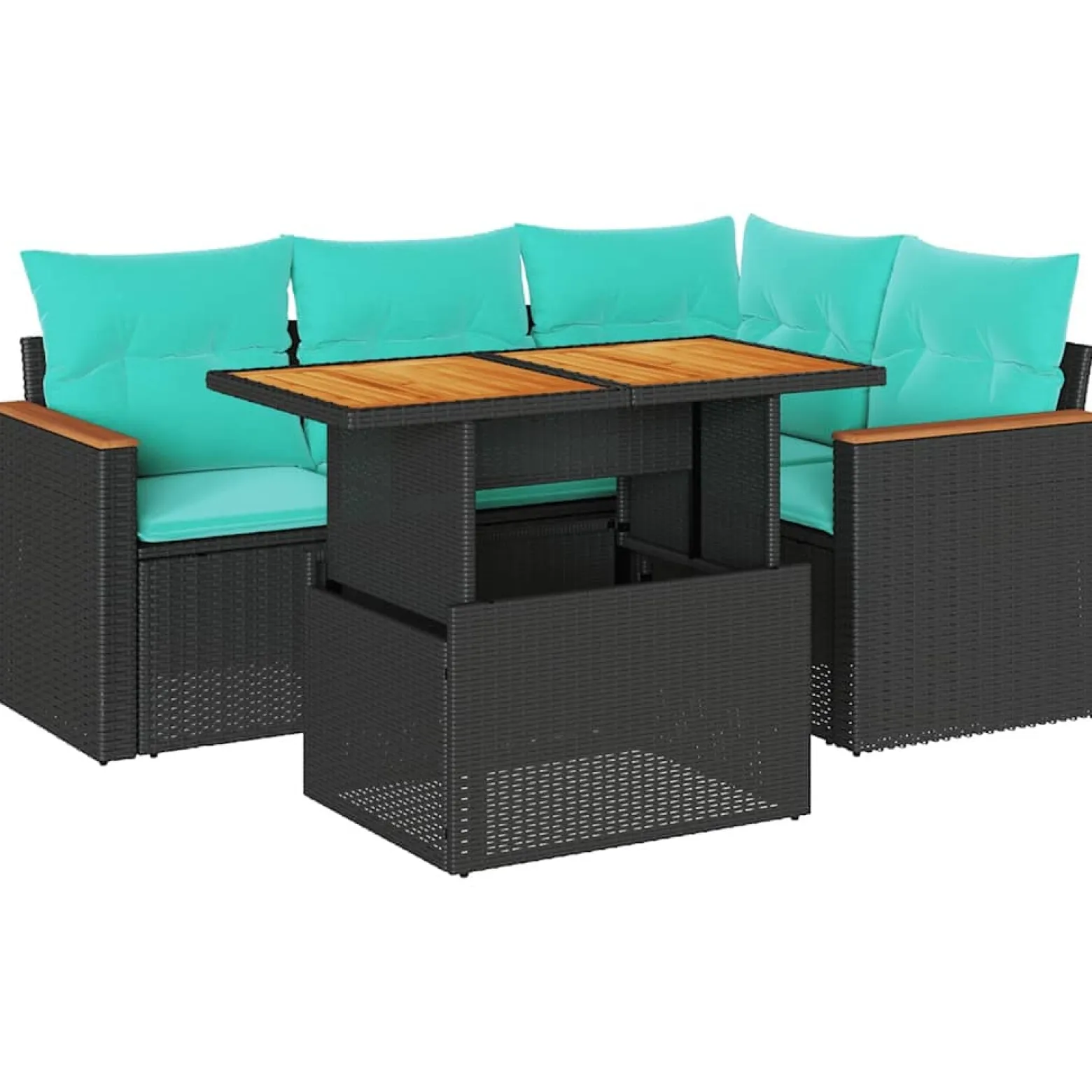 Zestaw Mebli Ogrodowych Wypoczynkowy Rattan Czarny Sofa Stół na Taras