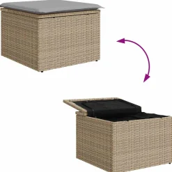 Zestaw Mebli Ogrodowych Wypoczynkowy Sofy Stolik Podnóżek Rattan Na Balkon