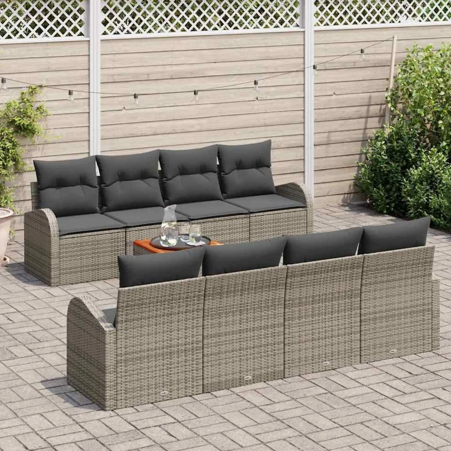 Zestaw Mebli Ogrodowych Wypoczynkowy Sofy Stolik Rattan Na Patio Na Taras
