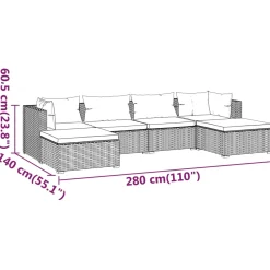 Zestaw Mebli Ogrodowych Wypoczynkowy Rattan 4 Sofy 2 Stołki na Taras