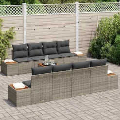 Zestaw Mebli Ogrodowych Wypoczynkowy Sofy Stolik Rattan Poduszki Na Patio
