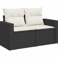 Zestaw Mebli Ogrodowych Wypoczynkowy Sofy Stolik Podnóżek Rattan Na Patio