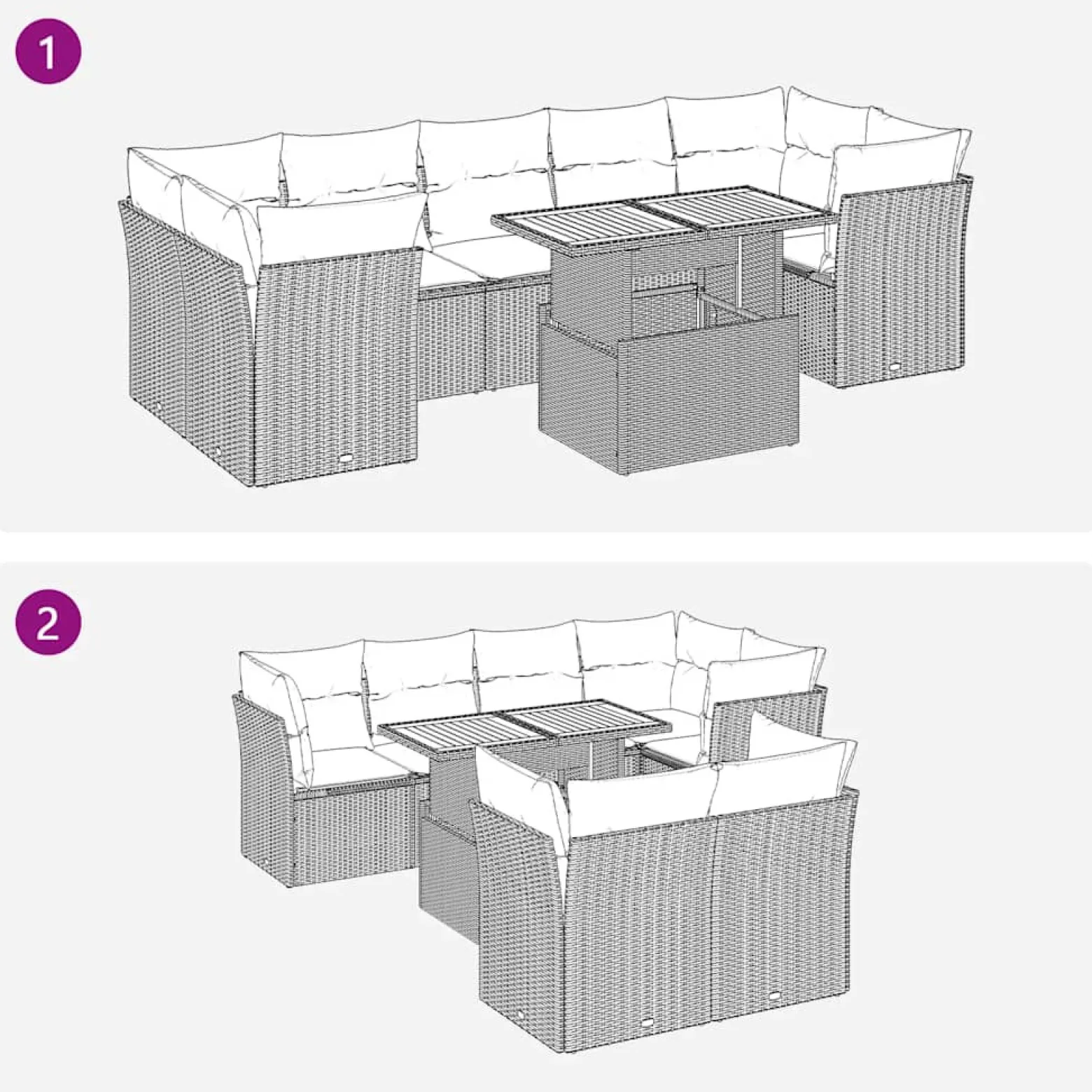 Zestaw Mebli Ogrodowych Wypoczynkowy Rattan Czarny Sofa Stół Taras