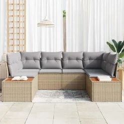 Zestaw Mebli Ogrodowych Wypoczynkowy Sofy Rattan Poduszki Na Patio