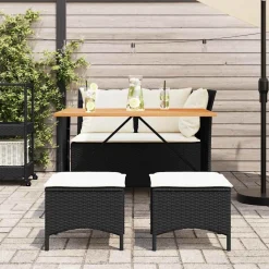 Zestaw Mebli Ogrodowych Wypoczynkowy Sofy Stolik Podnóżek Rattan Na Balkon