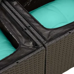 Zestaw Mebli Ogrodowych Wypoczynkowy Rattan Czarny Sofa Stół na Taras