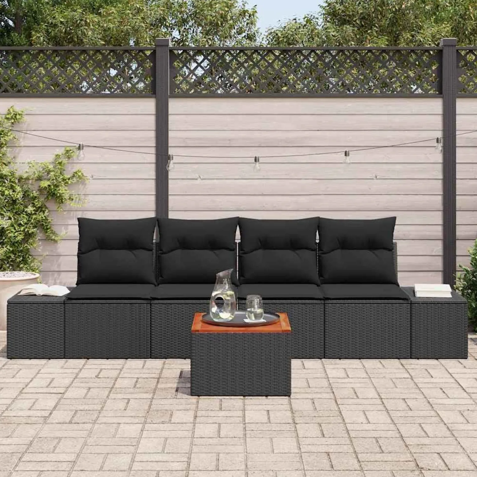 Zestaw Mebli Ogrodowych Wypoczynkowy Sofy Stolik Rattan Na Patio Na Taras