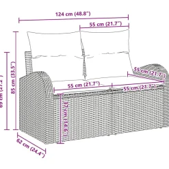 Zestaw Mebli Ogrodowych Wypoczynkowy Sofy Stolik Rattan Poduszki Na Balkon