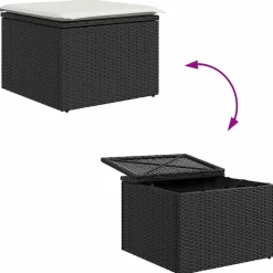 Zestaw Mebli Ogrodowych Wypoczynkowy Sofy Podnóżek Rattan Poduszki