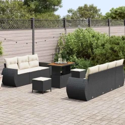 Zestaw Mebli Ogrodowych Wypoczynkowy Sofy Stolik Rattan Poduszki Na Patio