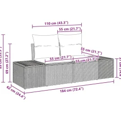 Zestaw Mebli Ogrodowych Wypoczynkowy Sofy Stolik Rattan Poduszki Na Balkon