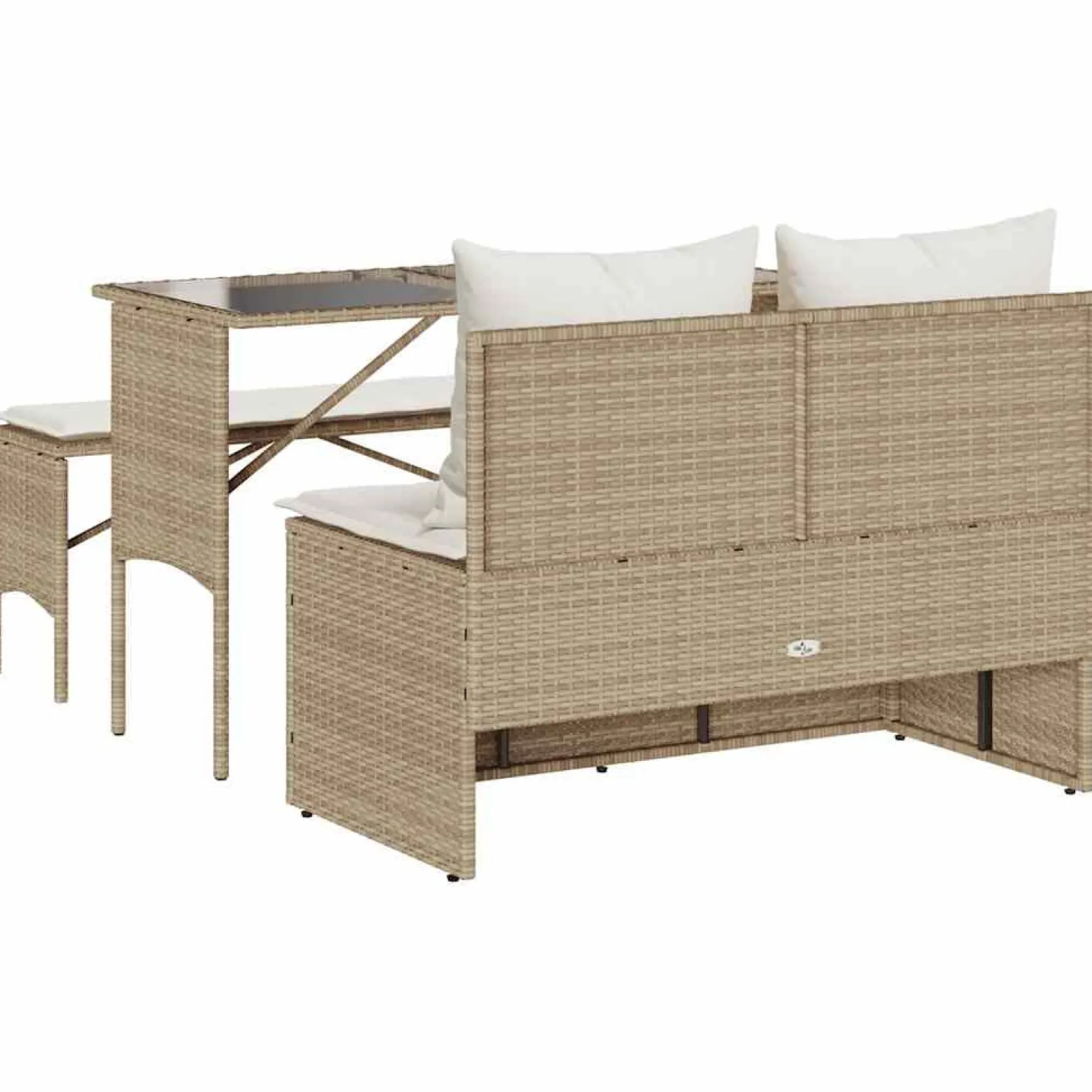 Zestaw Mebli Ogrodowych Wypoczynkowy Sofy Stolik Podnóżek Rattan Na Balkon