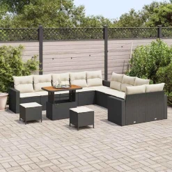 Zestaw Mebli Ogrodowych Wypoczynkowy Sofy Stolik Podnóżek Rattan Na Balkon