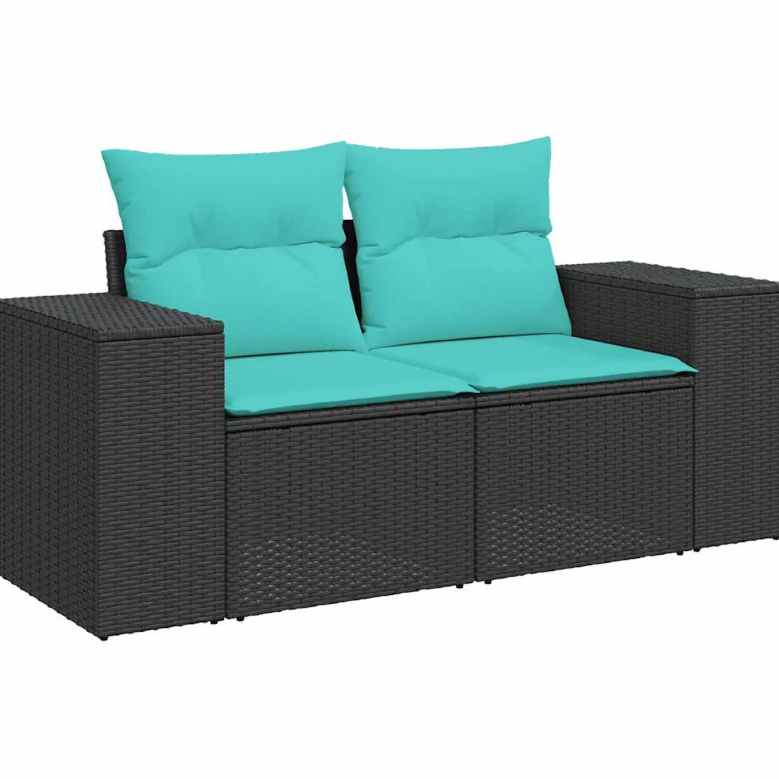Zestaw Mebli Ogrodowych Wypoczynkowy Rattan Czarny Sofa Stół na Taras