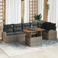Zestaw Mebli Ogrodowych Wypoczynkowy Sofy Stolik Rattan Na Patio Do Ogrodu