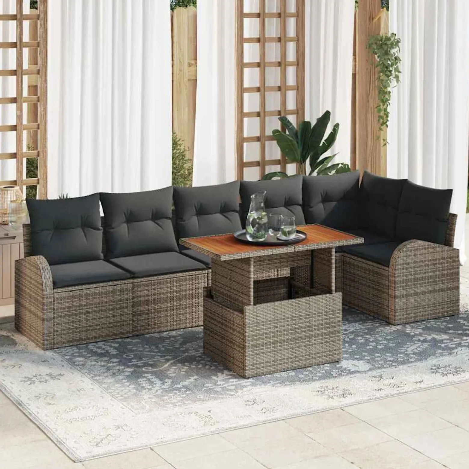 Zestaw Mebli Ogrodowych Wypoczynkowy Sofy Stolik Rattan Na Patio Do Ogrodu
