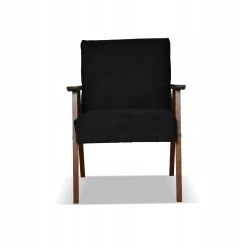 Zestaw mebli PRL retro SOLER sofa fotele Family Meble czarny welur Angel