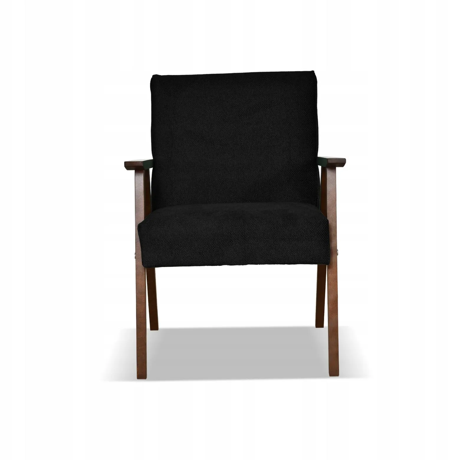 Zestaw mebli PRL retro SOLER sofa fotele Family Meble czarny welur Angel