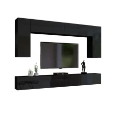 Zestaw mebli salonowych 280 cm PREMIUM czarny połysk