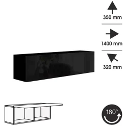 Zestaw mebli salonowych 280 cm PREMIUM czarny połysk