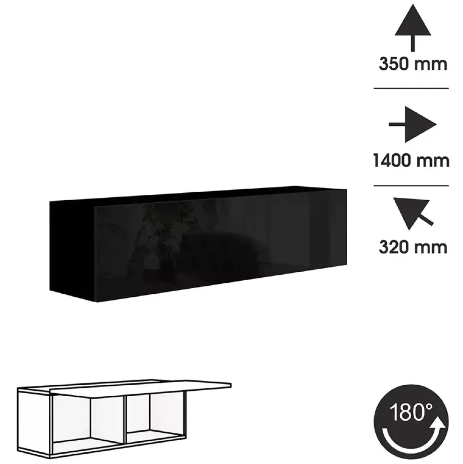 Zestaw mebli salonowych 280 cm PREMIUM czarny połysk