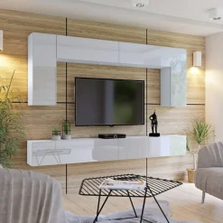Zestaw mebli salonowych 280 cm PREMIUM czarny połysk