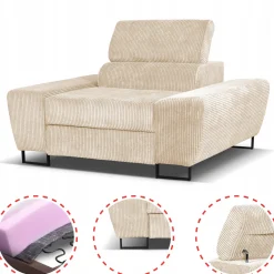 Zestaw mebli wypoczynkowych salonu Savio Sofa 3os fotele beż Family Meble