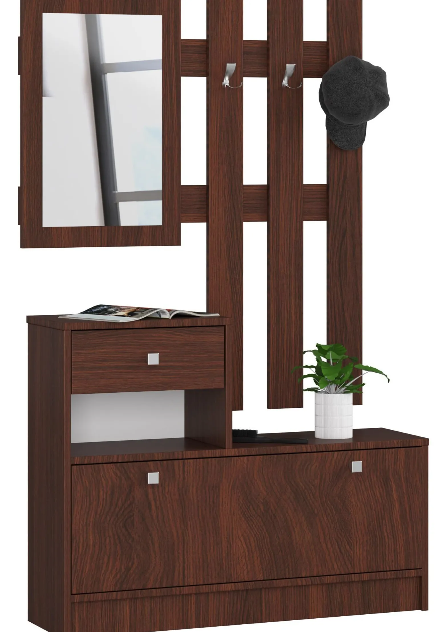 Zestaw mebli z szafką na buty AKORD Wenge 90 cm 90x25x170 cm