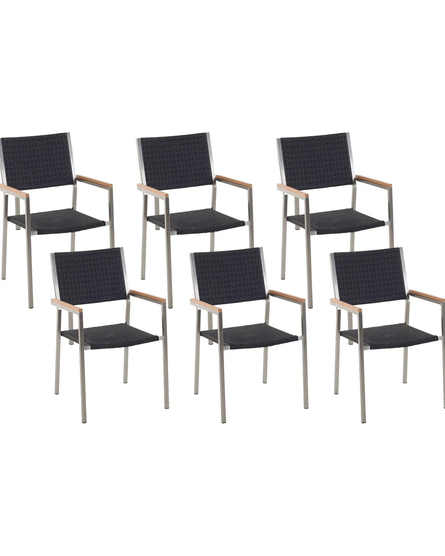 Zestaw ogrodowy 6 krzeseł rattan czarne