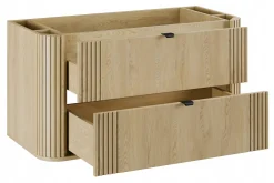Zestaw OVALIA 100 cm Dąb Cremona ryflowany umywalka PURE czarne uchwyty