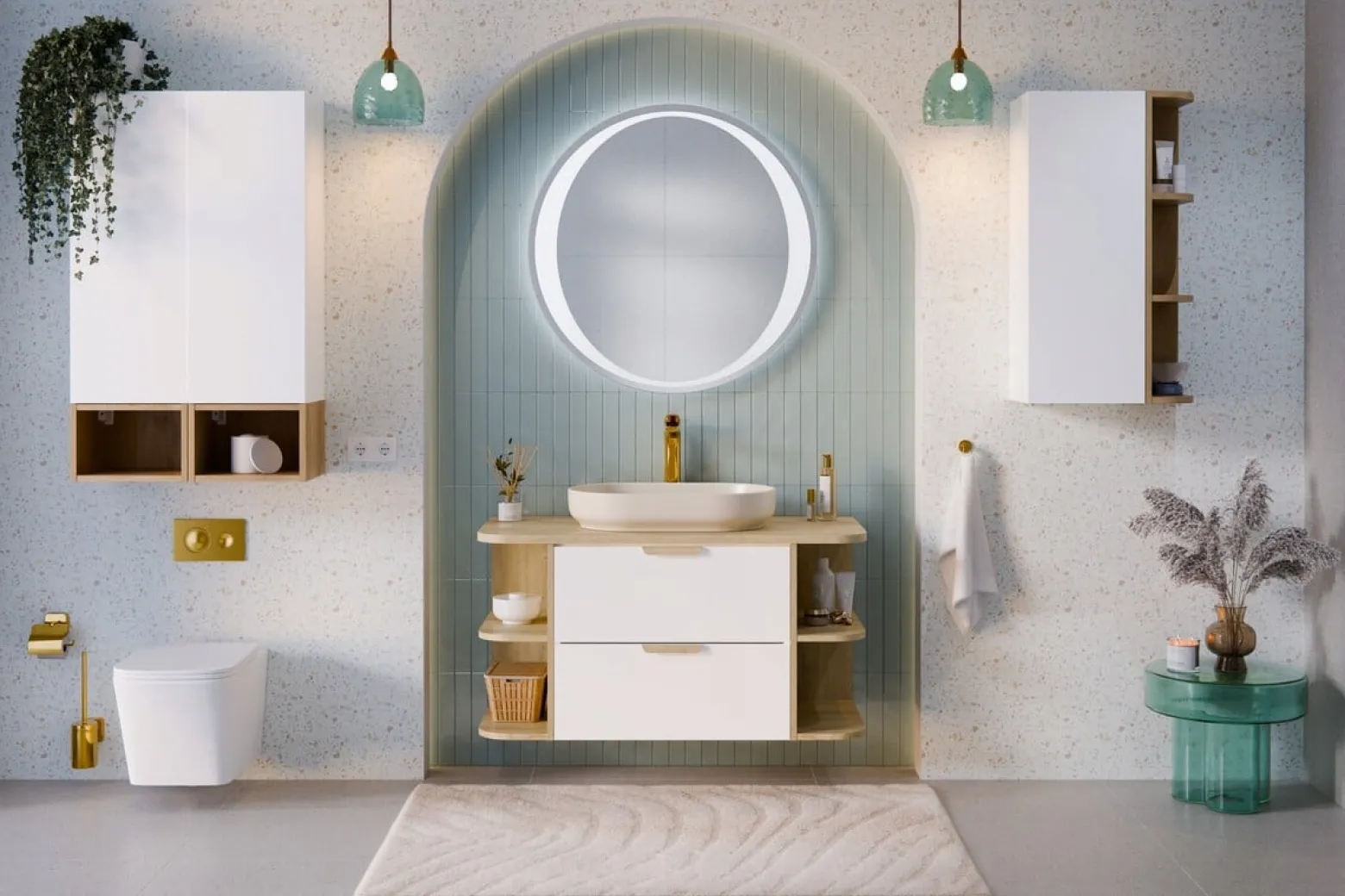 Zestaw pod umywalkę ASTER WHITE 80cm biały mat - z blatem COMAD 1 szt.