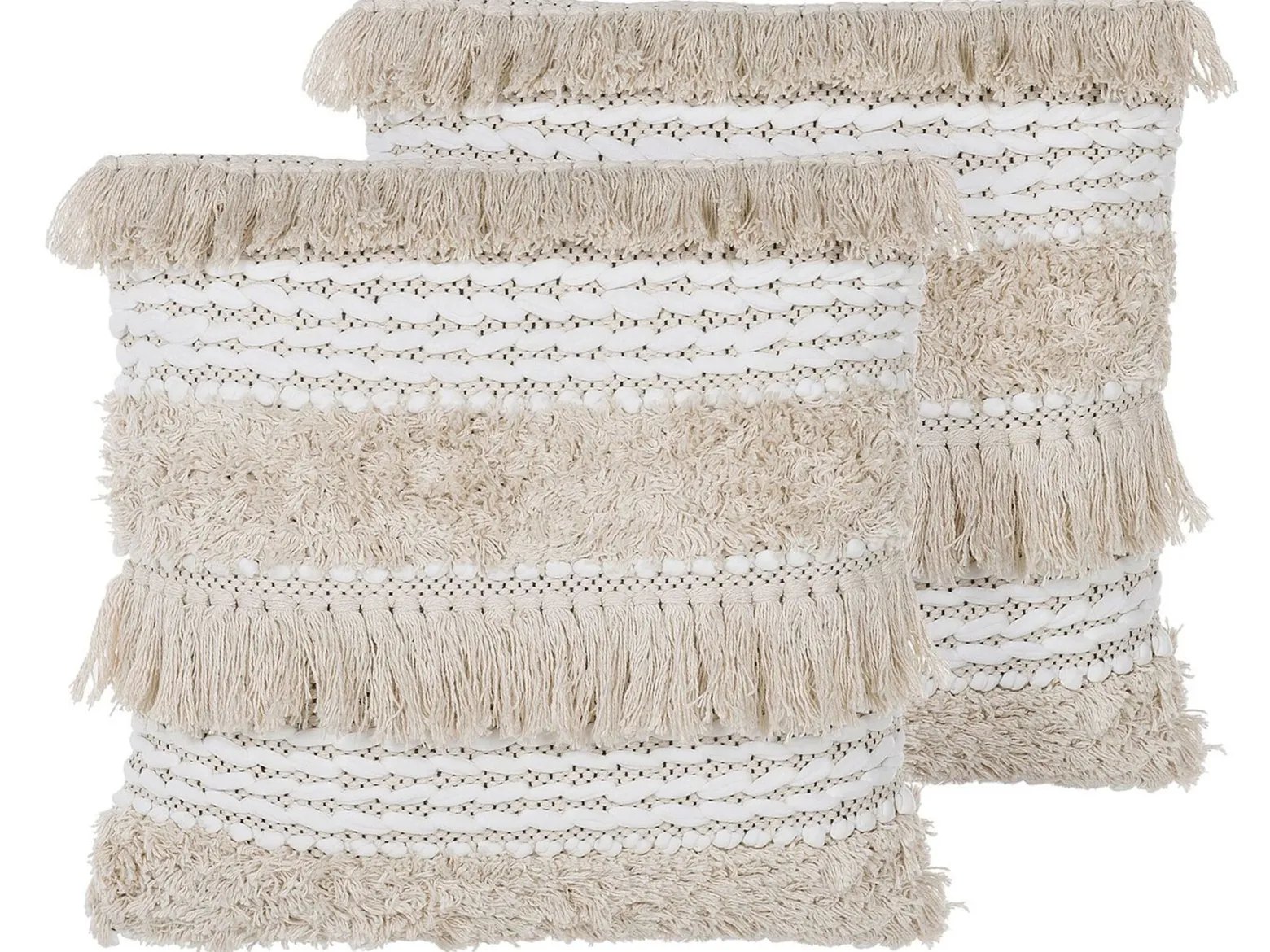 Zestaw 2 poduszek boho 45x45 cm beżowy