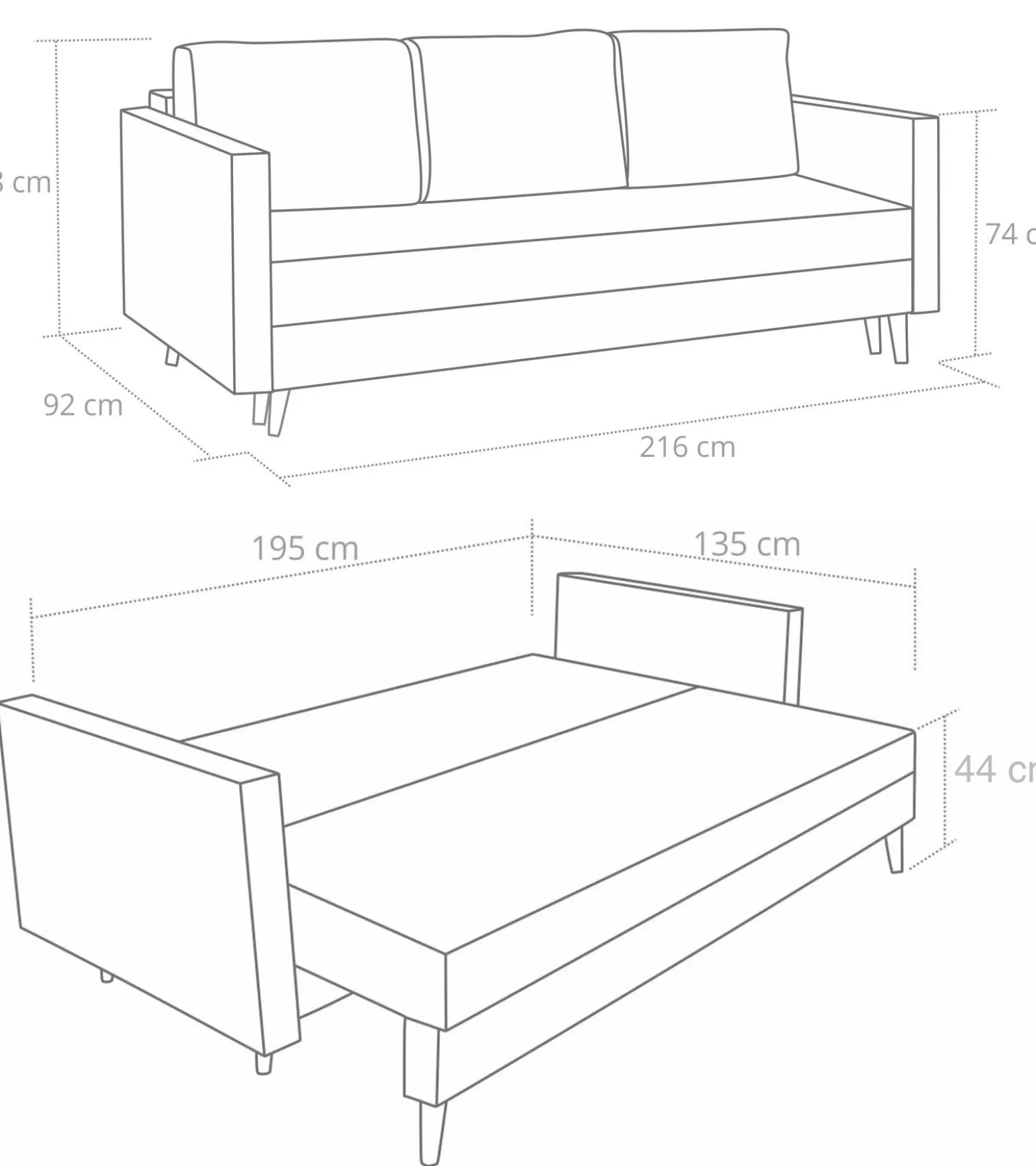 Zestaw skandynawski sofa 2 fotele Lahti/Denver Szary