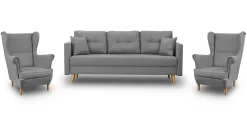 Zestaw skandynawski sofa 2 fotele Lahti/Denver Szary