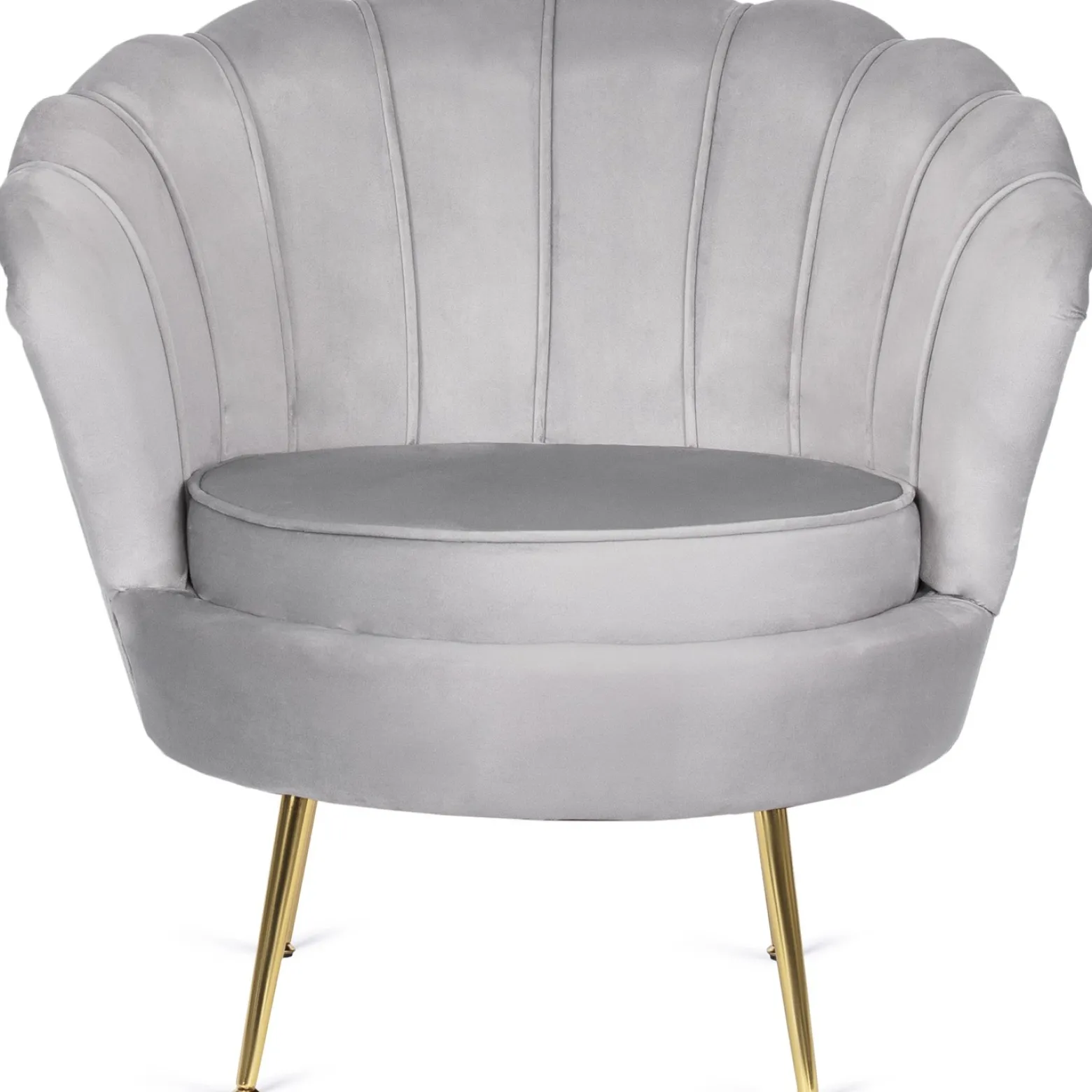 Zestaw Sofa Szara i Fotel Szary Muszelka Meble Wypoczynkowe Glamour Złote