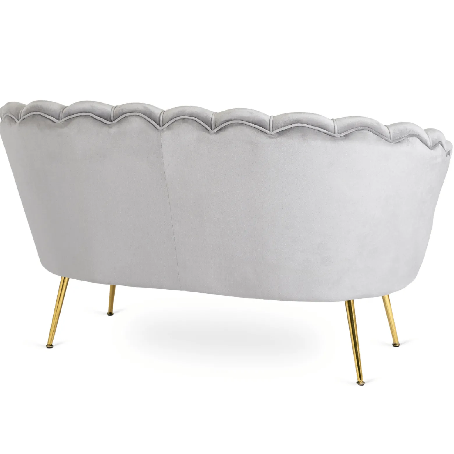 Zestaw Sofa Szara i Fotel Szary Muszelka Meble Wypoczynkowe Glamour Złote