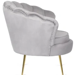 Zestaw Sofa Szara i Fotel Szary Muszelka Meble Wypoczynkowe Glamour Złote