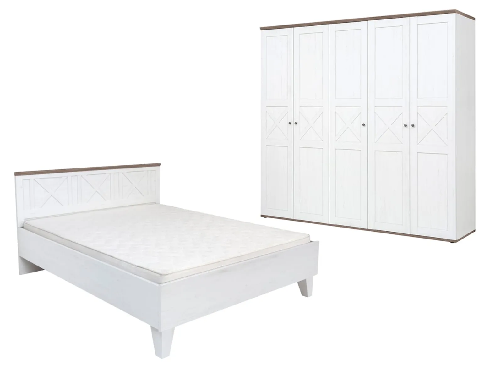 Zestaw Stockholm szafa i łóżko 160x200 sosna andersen biała