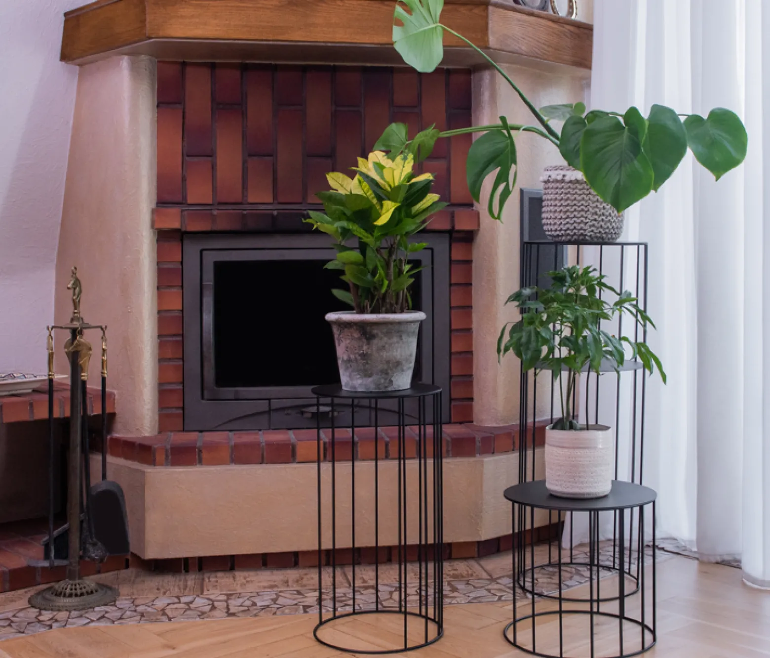 Zestaw 3 stojaków na kwiaty z drutu czarne w stylu LOFT